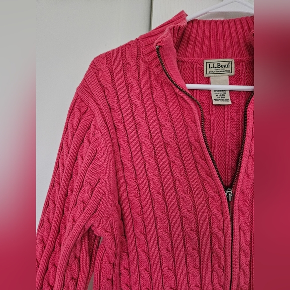 L.L. Bean Pink Zip-Up Vintage Sweater, Size M - Picture 2 of 6